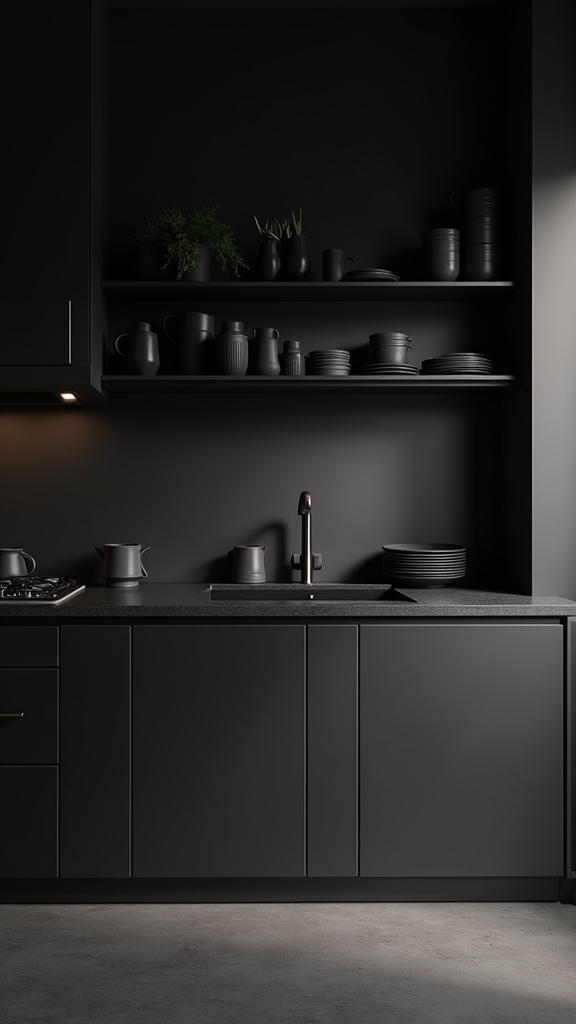 dynamic dark kitchen design