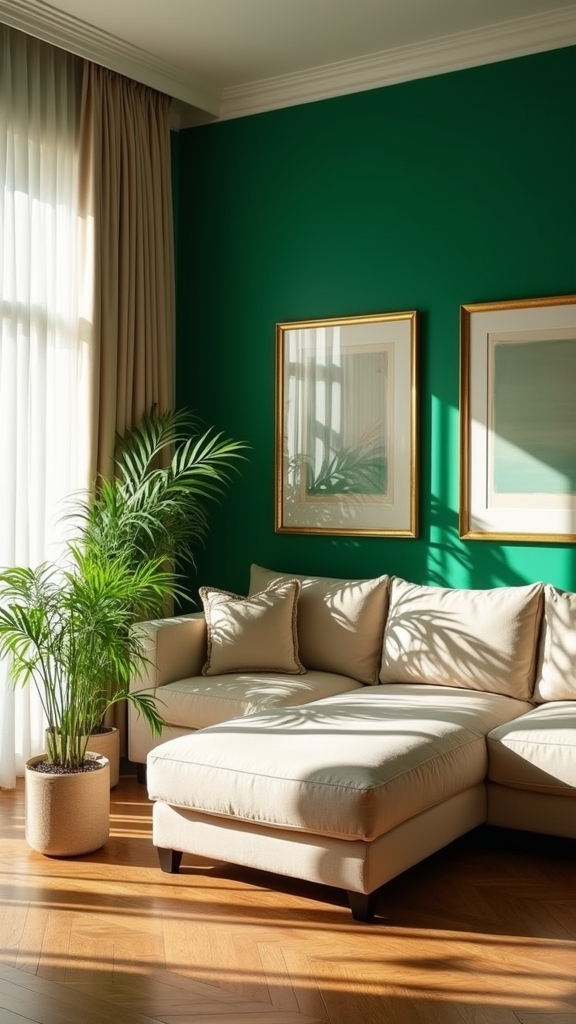 dynamic green accent wall