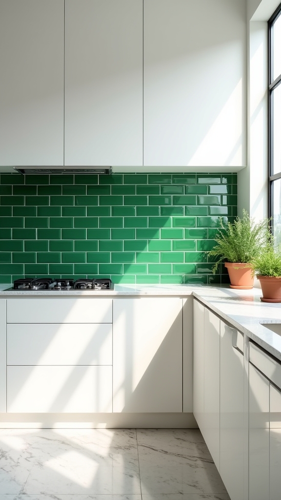 dynamic green kitchen accents