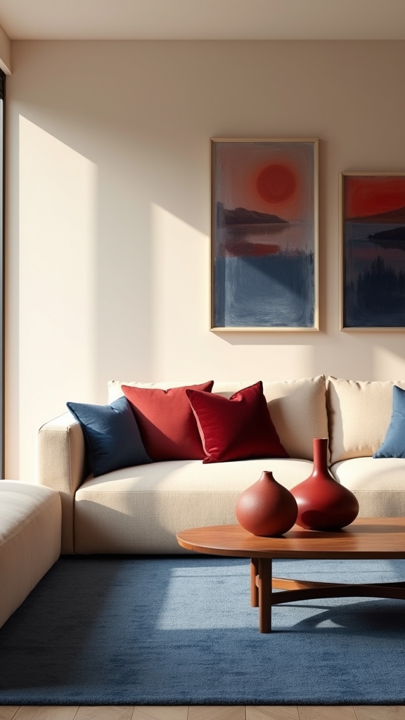 dynamic red and blue accents