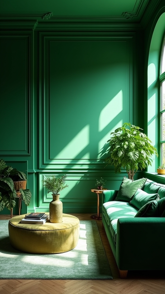 dynamic two tone green walls