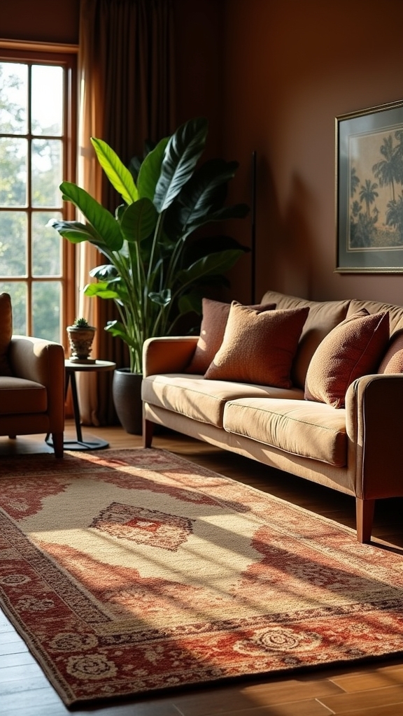 earthy brown rug layering