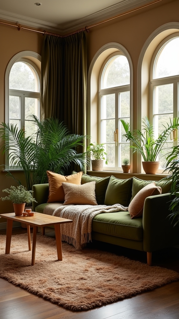 earthy layered curtain design