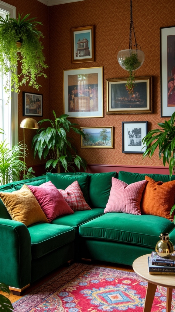 eclectic bold green sofa