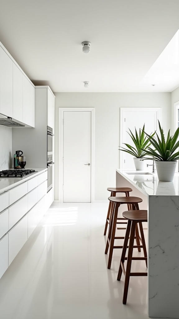 efficient white kitchen organization