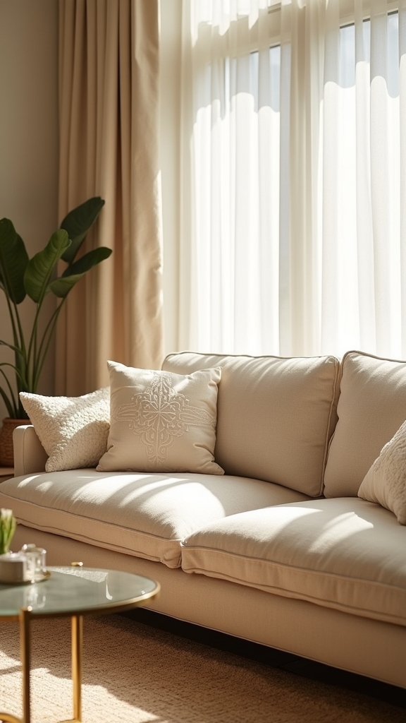 elegant beige couch details