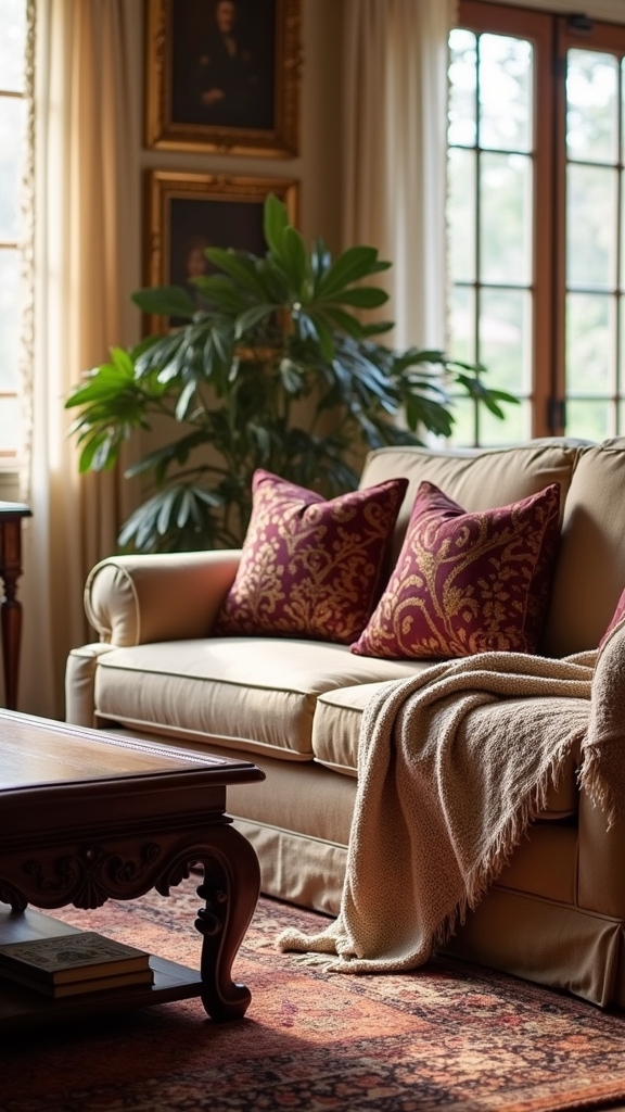 elegant beige couch details