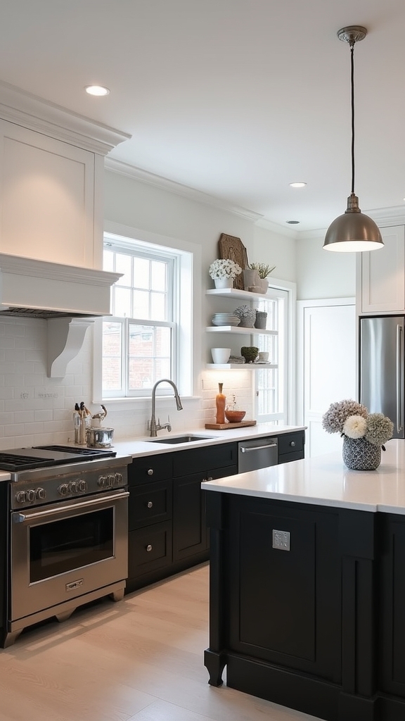 elegant black and white cabinetry