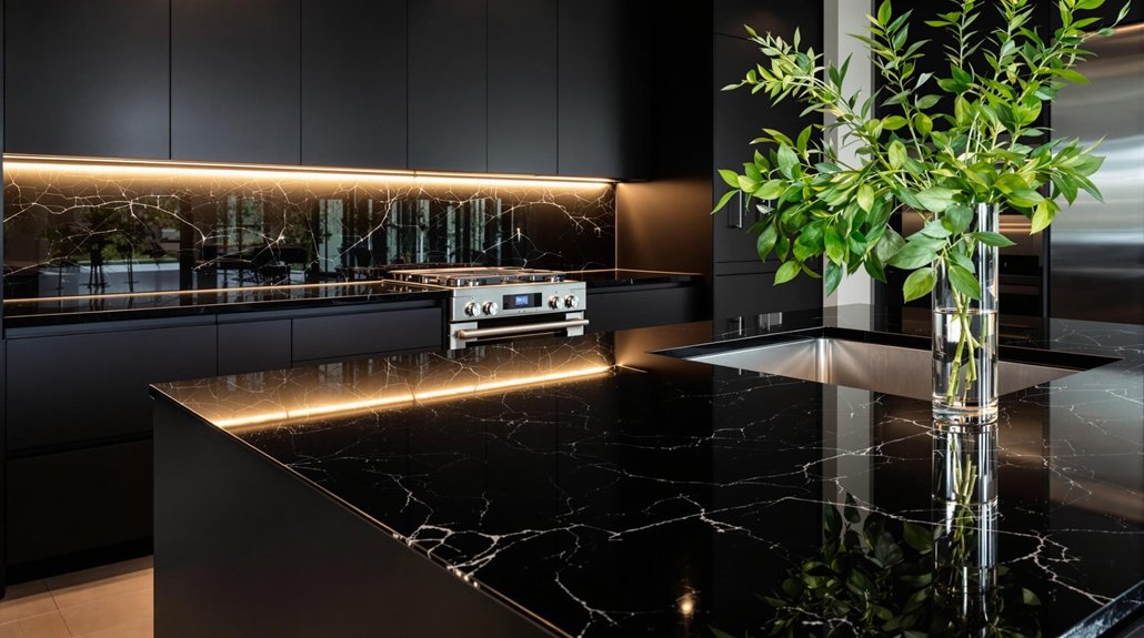 elegant black countertop designs