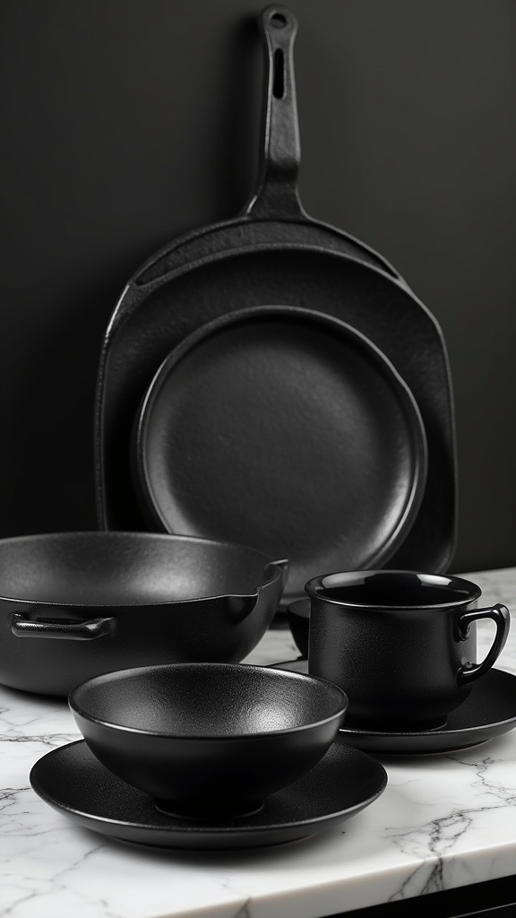 elegant black dishware design