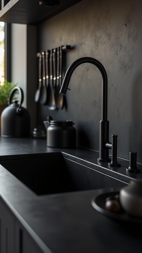 elegant black kitchen accents