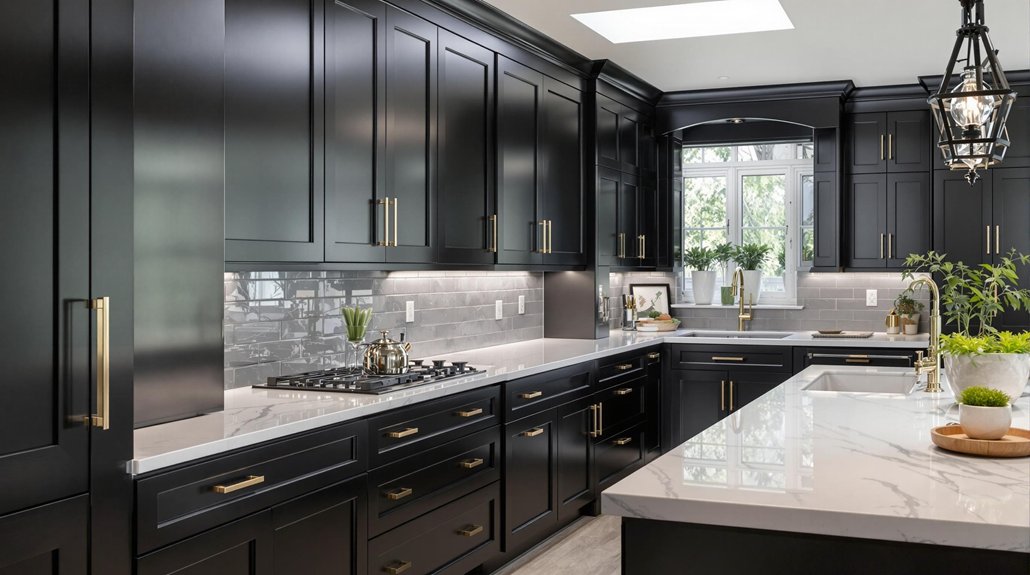 elegant black kitchen cabinets