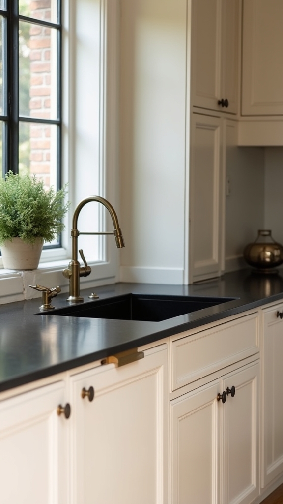 elegant contrast in kitchens