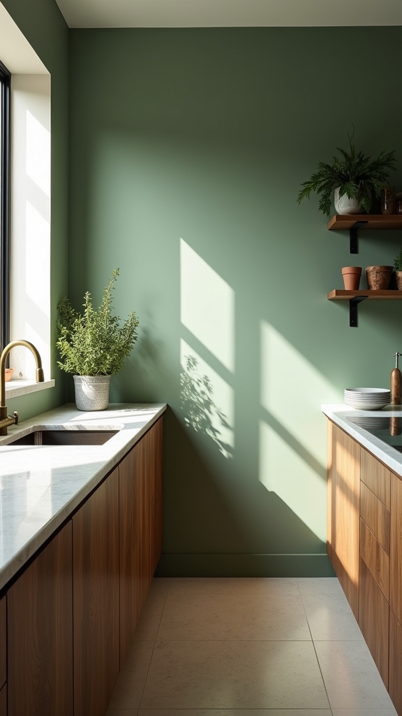 elegant dark green kitchen