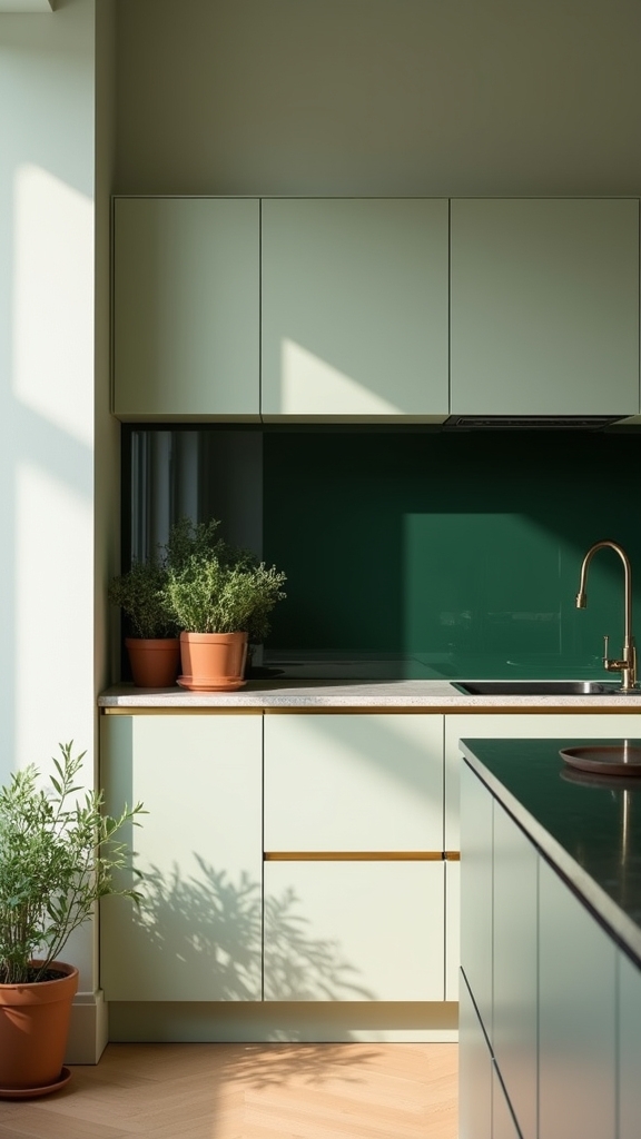 elegant dark green splashbacks