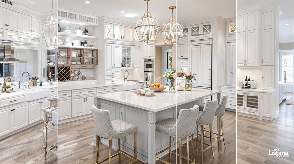elegant functional white islands