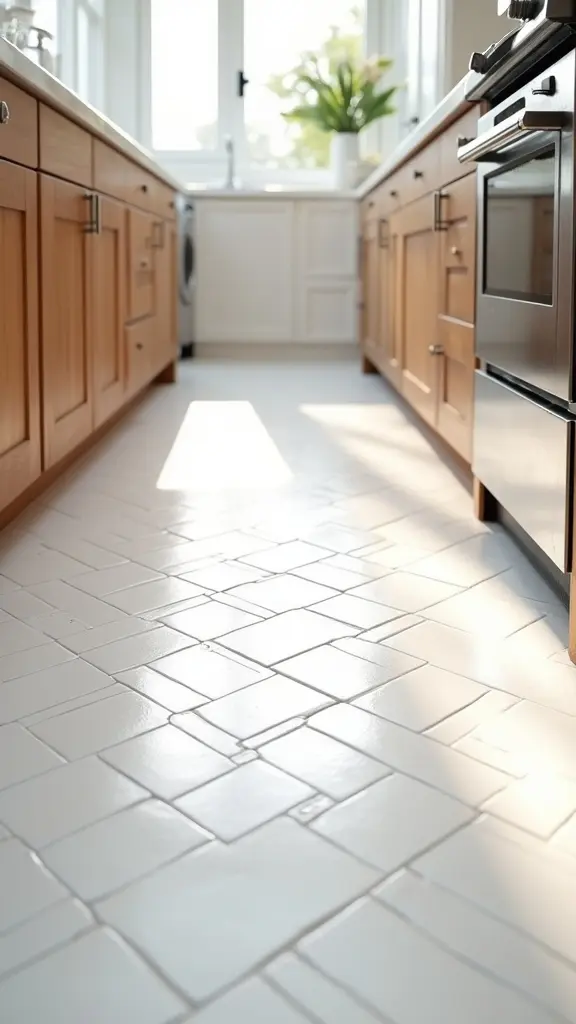 elegant geometric kitchen flooring