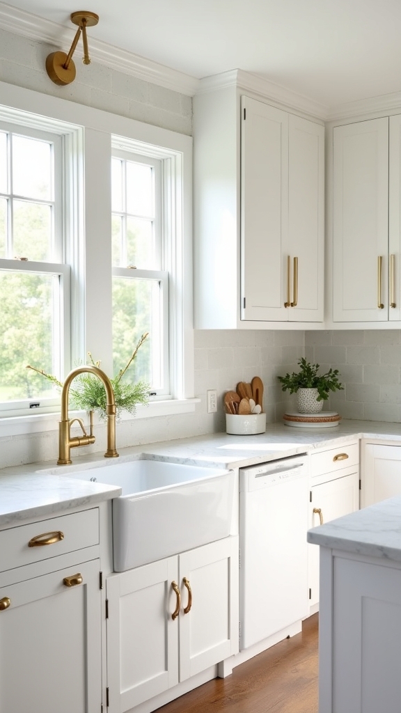 elegant gold and white kitchen