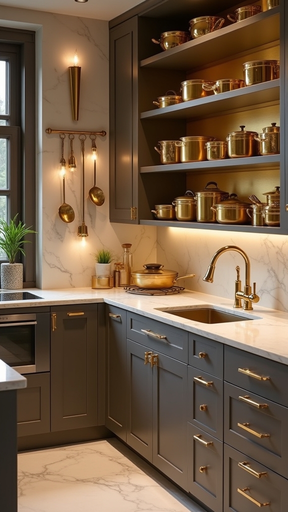elegant gold kitchen display