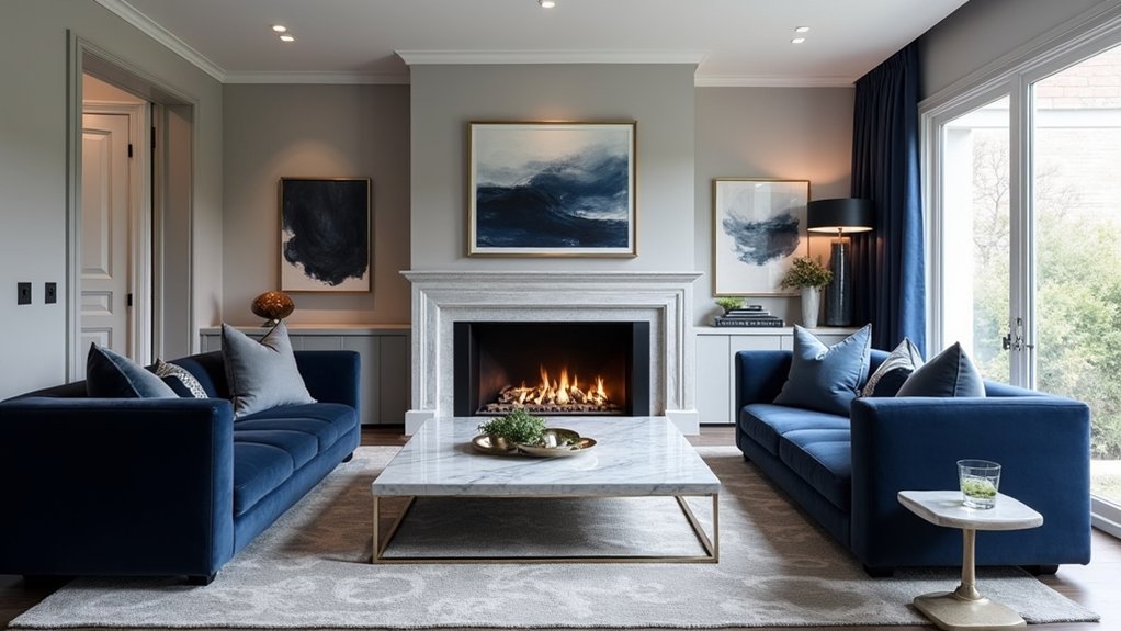 elegant grey and navy decor