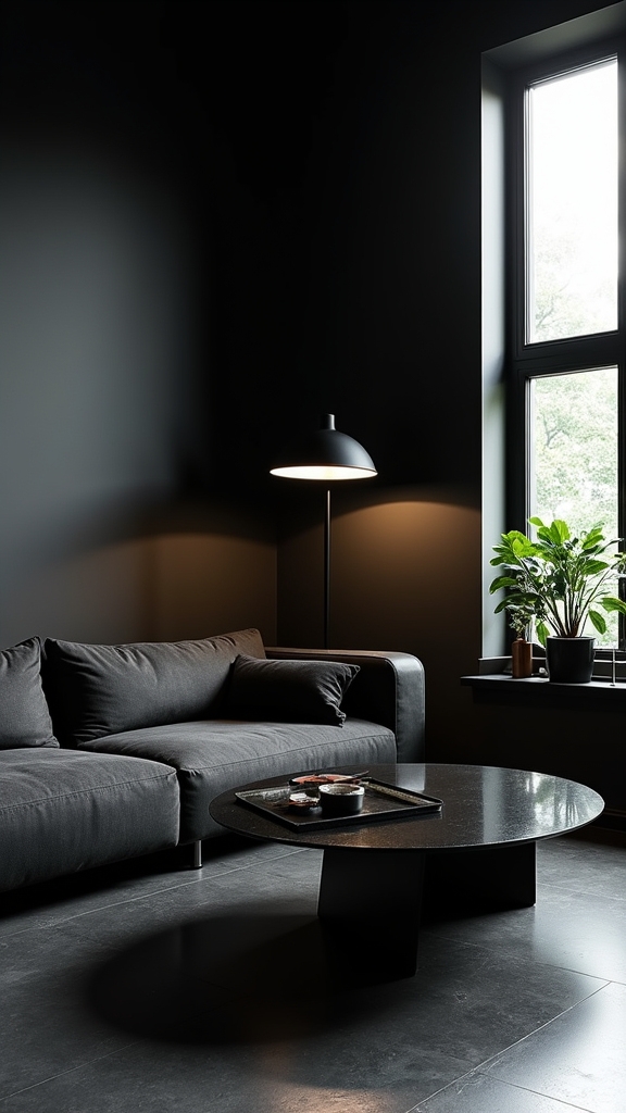 elegant minimalist black living room