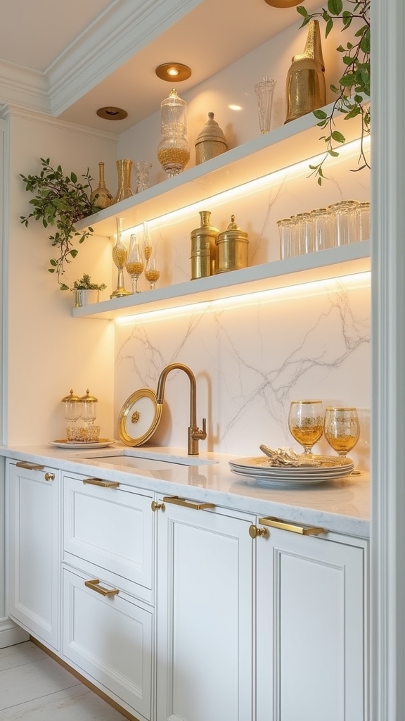 elegant open shelving display