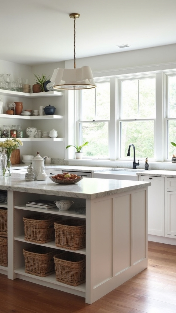 elegant open shelving display