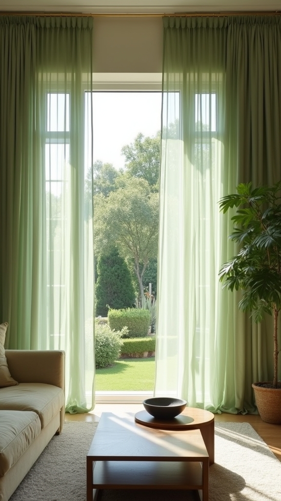 elegant sheer sage drapes