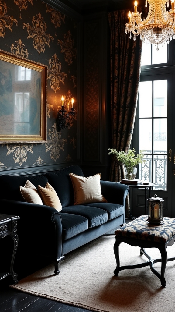 elegant traditional black living room