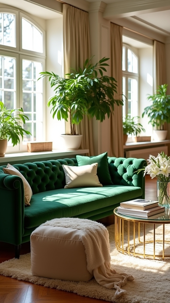 elegant tufted green sofa
