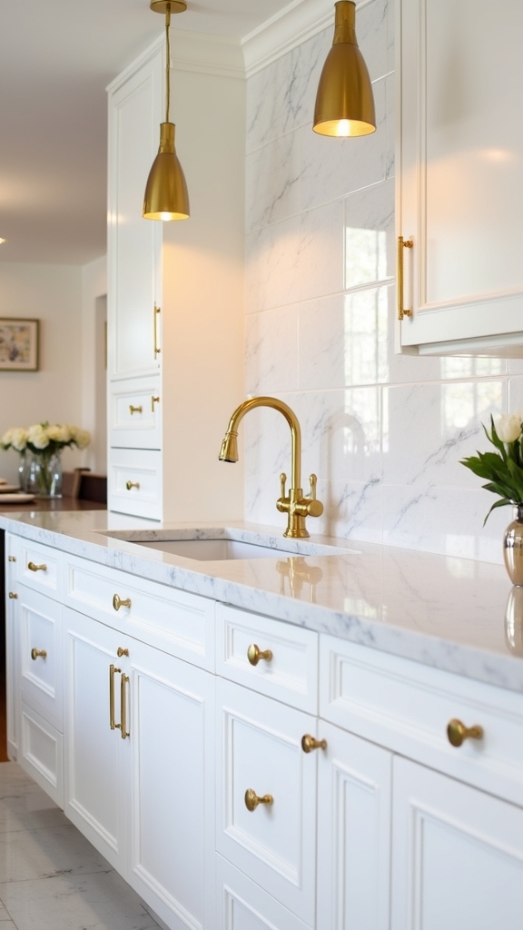 elegant white cabinets gold hardware