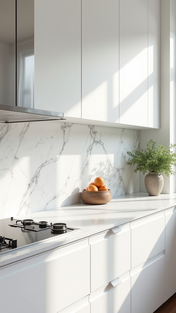 elegant white marble splashback