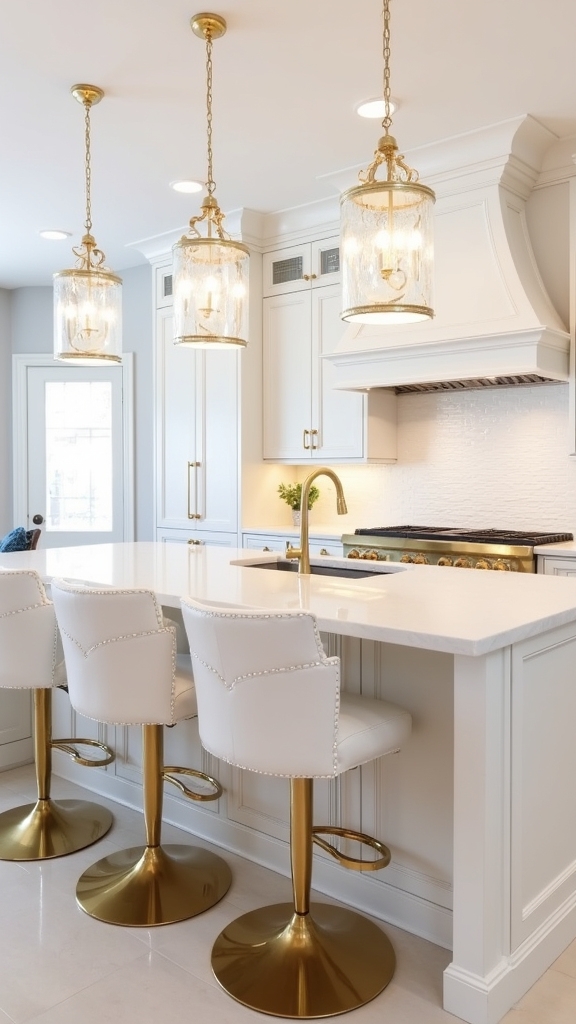 elevated seating with gold accents