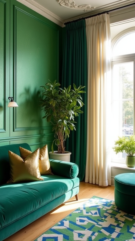 emerald green opulent interiors