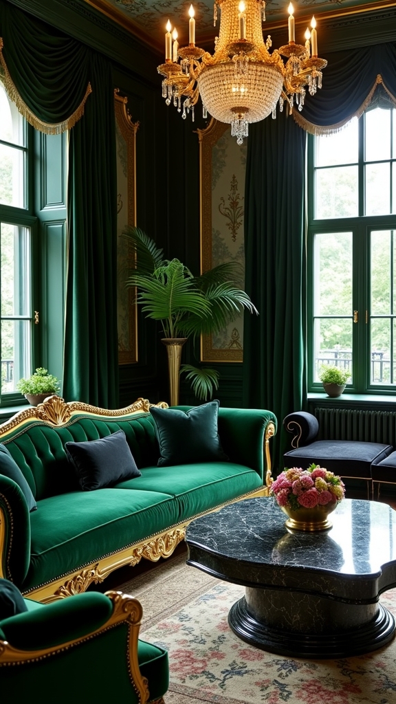 emerald luxury with gold accents