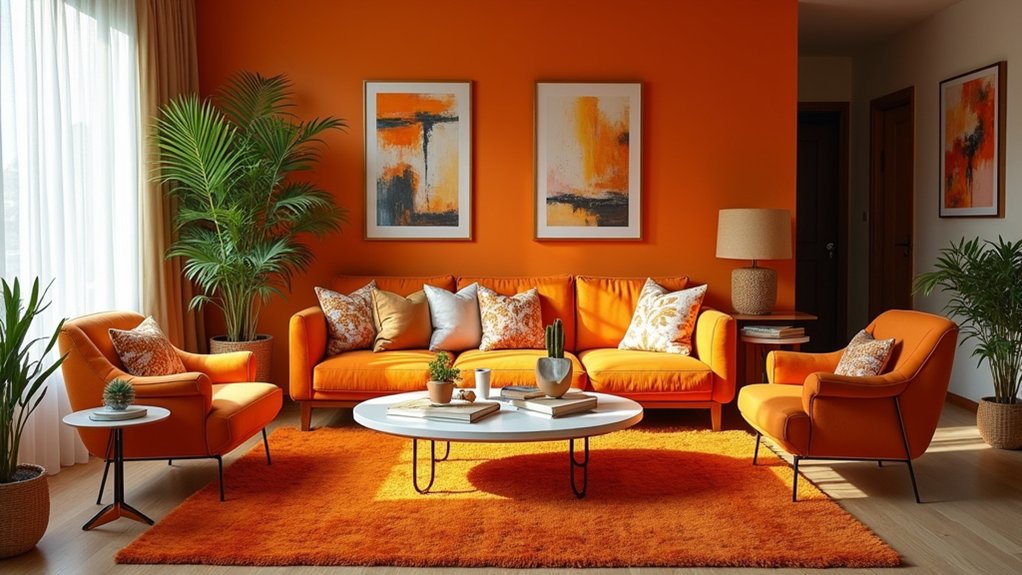 energetic orange living room