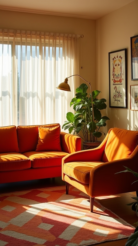energizing burnt orange accents