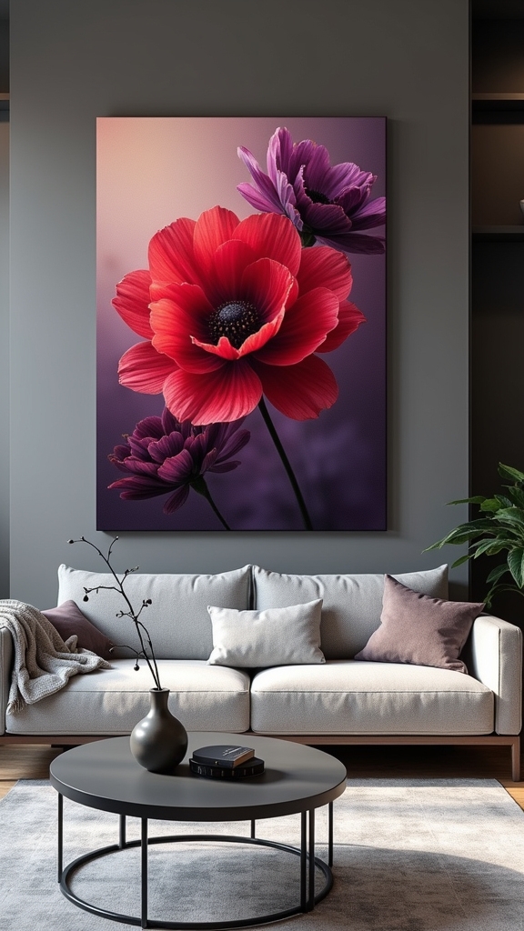 floral vibrancy meets grey elegance