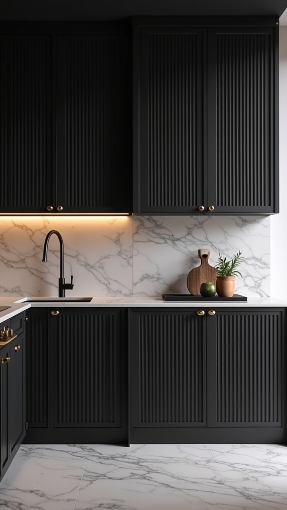 fluted black doors elegance