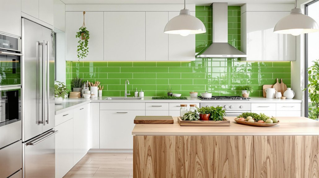 fresh green backsplash ideas