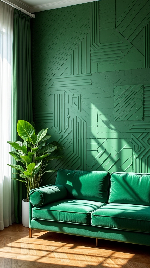 geometric green accent walls