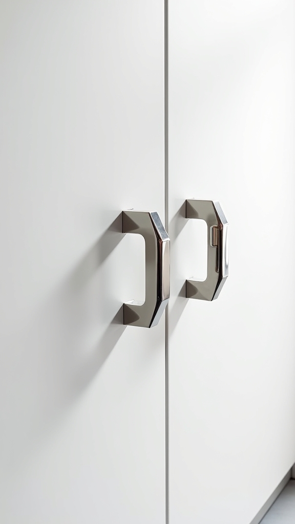 geometric white cabinet handles