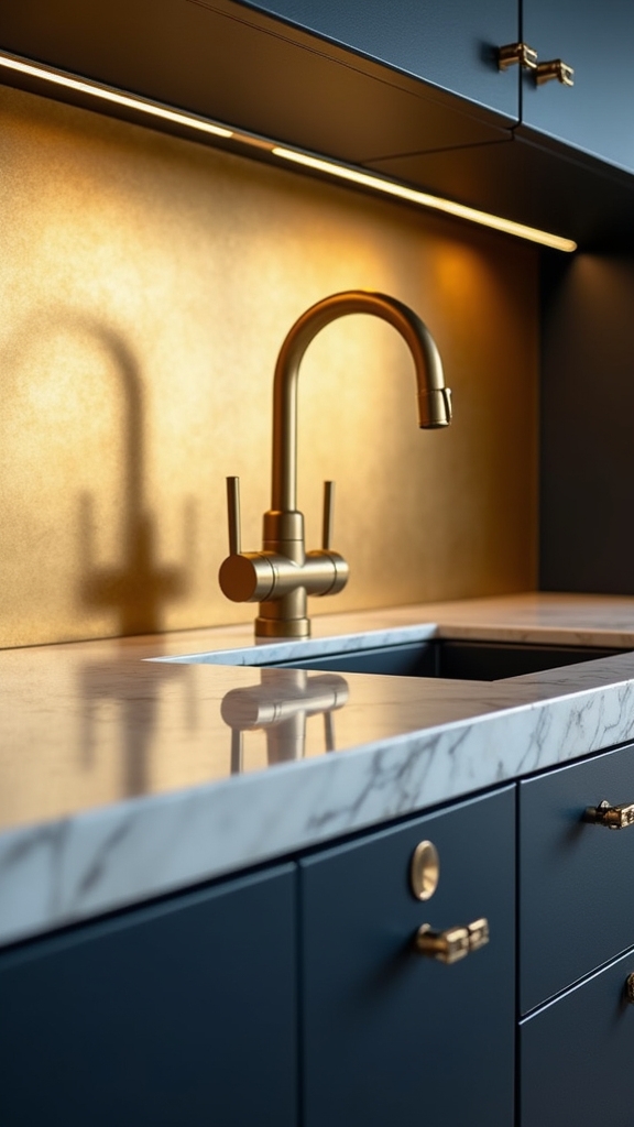 glamorous gold kitchen design