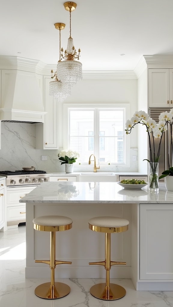 glamorous white kitchen accents