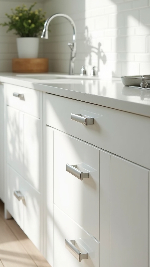 glass and white handles