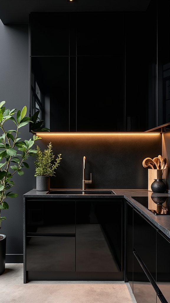 glossy black kitchen appeal