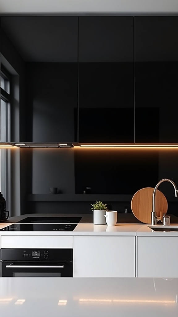 glossy black reflective drama