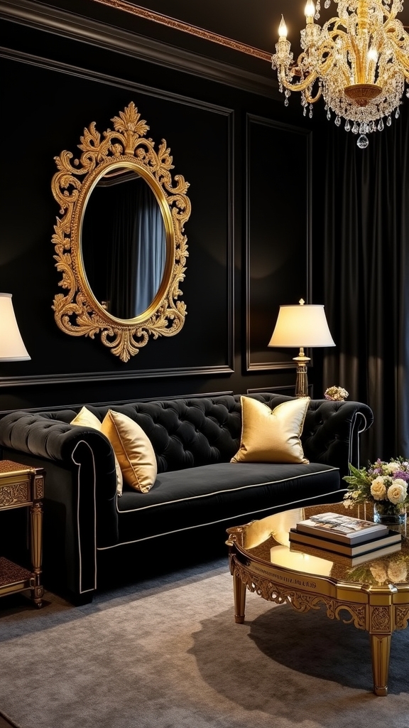 gold accents enhance elegance