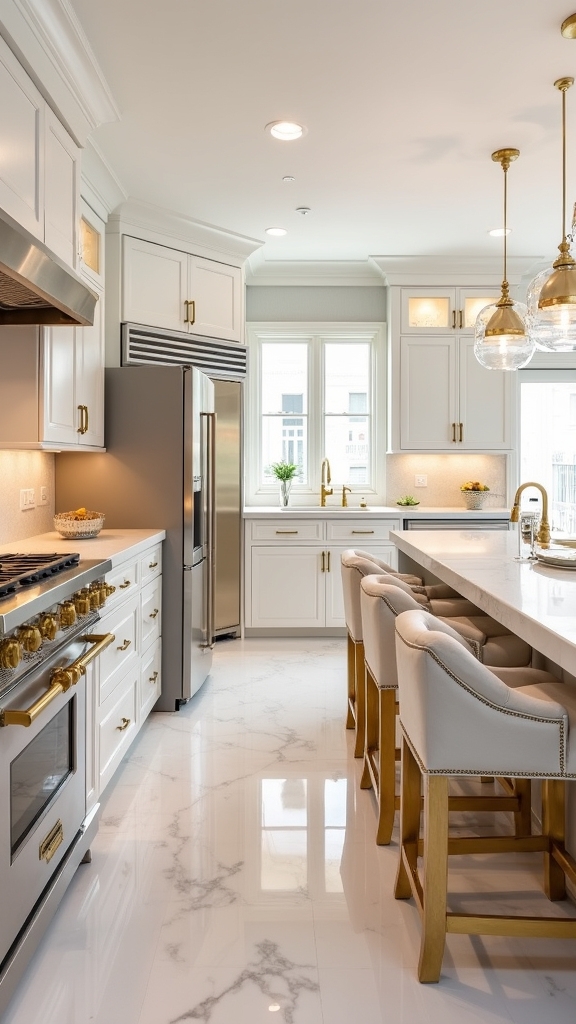 gold accents enhance kitchen elegance