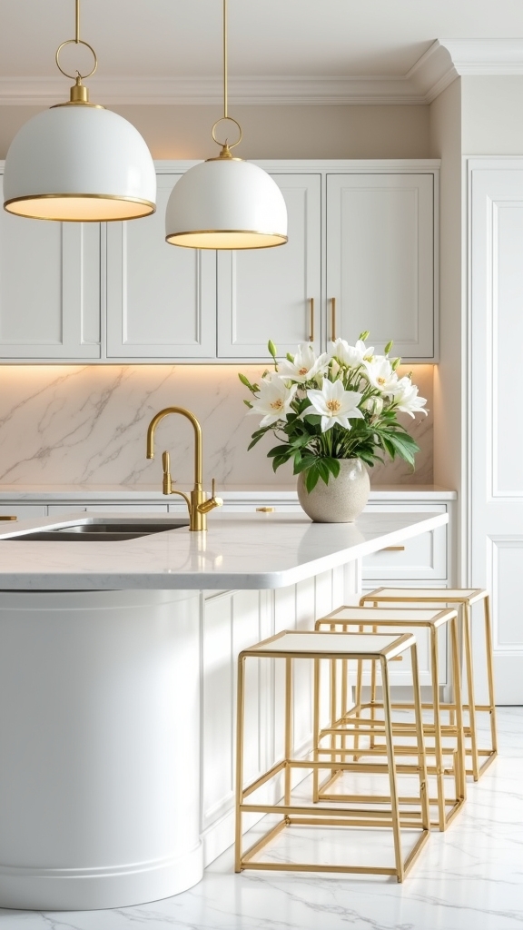 gold accents enhance kitchens